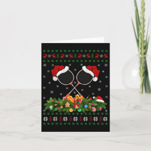 Badminton Sports Lover Xmas Santa Ugly Badminton C Kaart