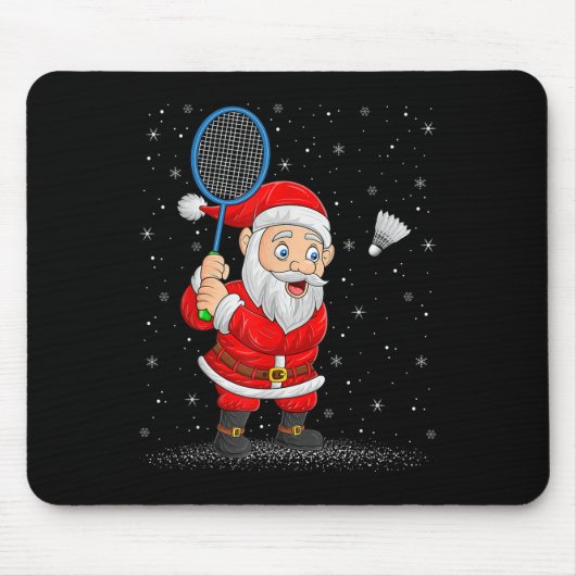 Badminton Sports Santa Claus Playing Badminton Chr Muismat (Voorkant)