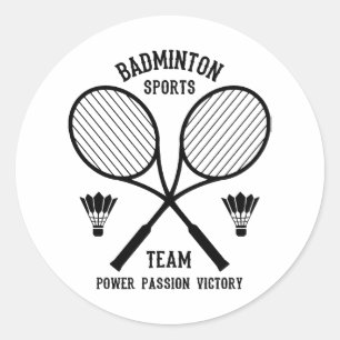 Badminton sportteam ronde sticker