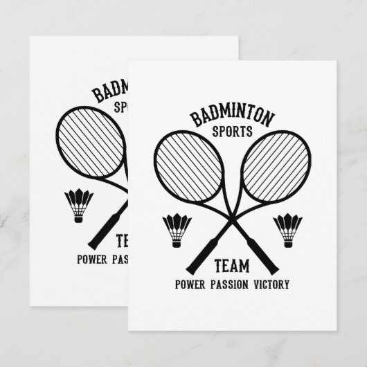 Badminton sportteam RSVP kaartje (Voorkant / Achterkant)