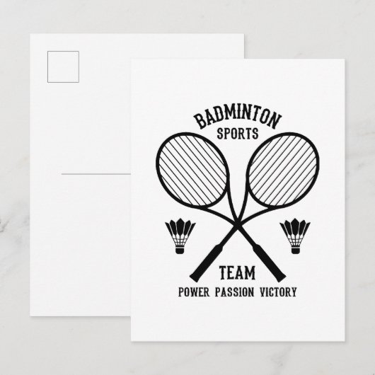 Badminton Sportteam Uitnodiging Briefkaart (Voorkant / Achterkant)