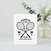 Badminton Sportteam Uitnodiging Briefkaart (Staand voorkant)
