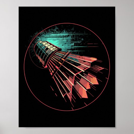 Badminton Steampunk Shuttle Player Poster (Voorkant)