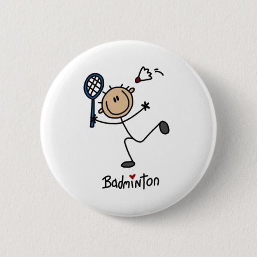 Badminton Stick Figuur Ronde Button 5,7 Cm (Voorkant)