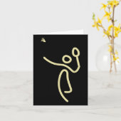 Badminton Stick Man – Shuttle Cadeau Idee Kaart (Gele Bloem)