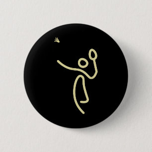 Badminton Stick Man – Shuttle Cadeau Idee Ronde Button 5,7 Cm