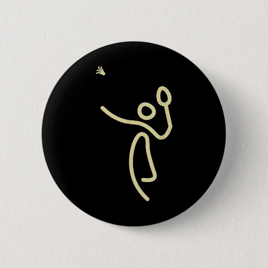 Badminton Stick Man – Shuttle Cadeau Idee Ronde Button 5,7 Cm (Voorkant)