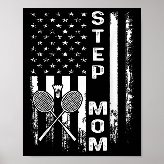 Badminton Stiefmoeder Amerikaanse Vlag Vintage Ker Poster (Voorkant)
