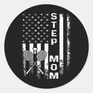 Badminton Stiefmoeder Amerikaanse Vlag Vintage Ker Ronde Sticker