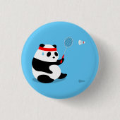 Badminton Sweaty Panda Button / Pin / Badge (Voorkant)