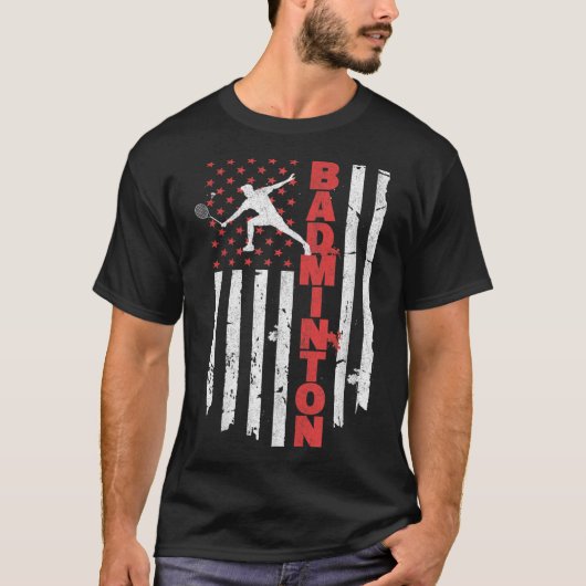 Badminton Team American Flag Usa Badminton For Wom T-shirt (Voorkant)