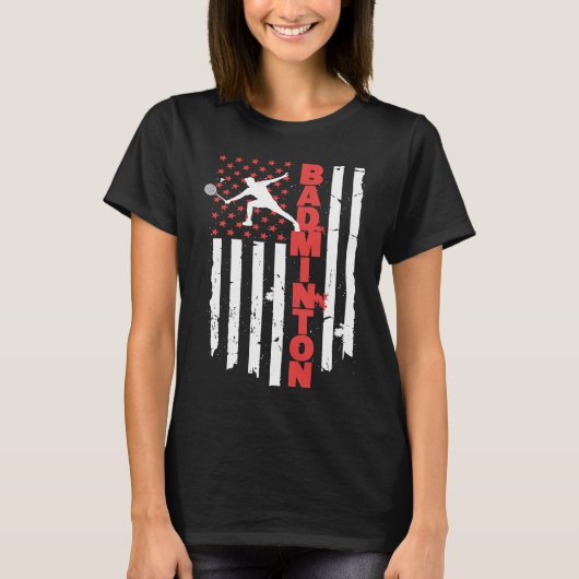 Badminton Team American Flag USA Badminton T-shirt (Voorkant)