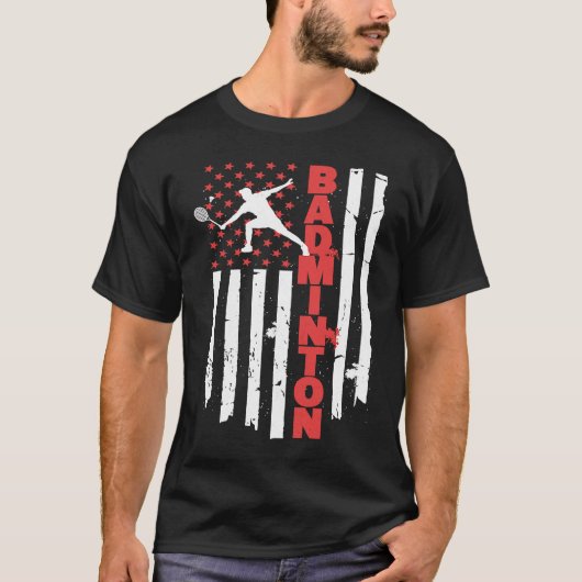 Badminton Team American Flag USA Badminton T-shirt (Voorkant)