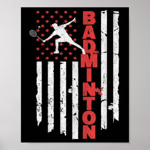 Badminton Team Amerikaanse Vlag Usa Badminton Voor Poster