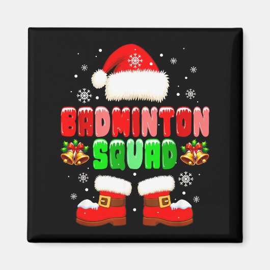 Badminton Team Kostuum Kerst Speler Team Grappig Magneet (Voorkant)
