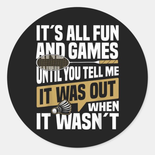 Badminton Team Wedstrijd Alle Fun Shuttle Badminto Ronde Sticker (Voorkant)