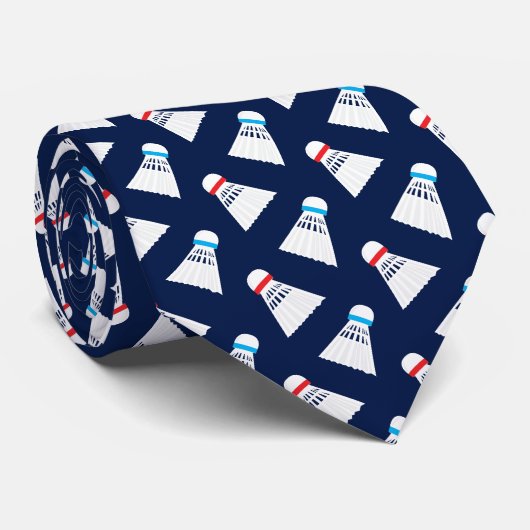 Badminton thema shuttlecocks patroon stropdas (Opgerold)