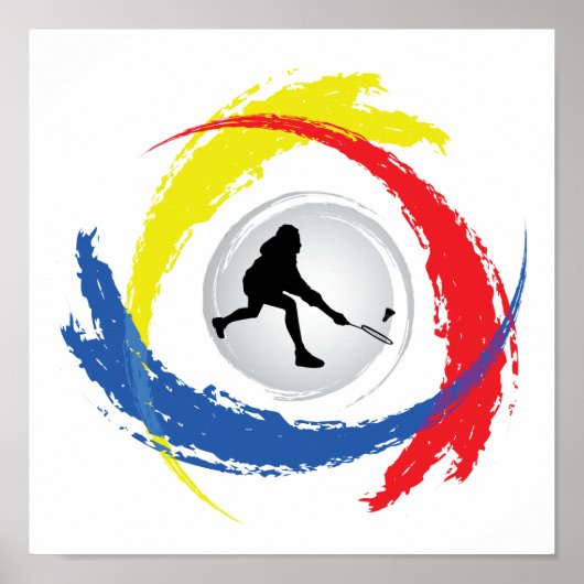 Badminton Tricolor Emblem Poster (Voorkant)