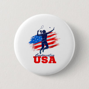 Badminton Usa Ondersteuning Team Amerikaanse Vlag  Ronde Button 5,7 Cm