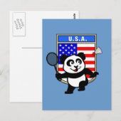 Badminton USA Panda Briefkaart (Voorkant / Achterkant)