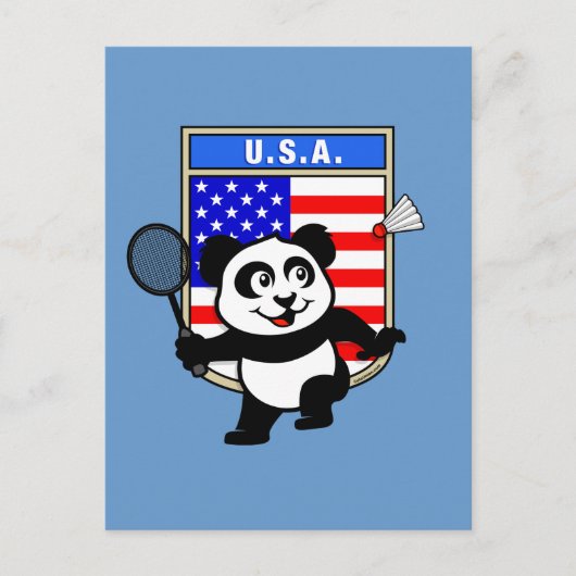 Badminton USA Panda Briefkaart (Voorkant)
