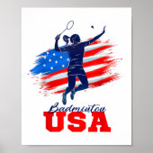 Badminton USA Support Team American Flag Sports LO Poster (Voorkant)