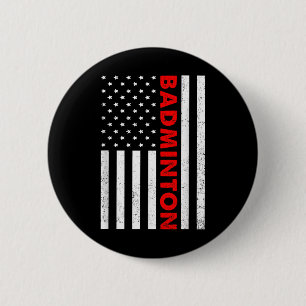 Badminton Usa Vlag Grafisch Badminton Speler Shutt Ronde Button 5,7 Cm