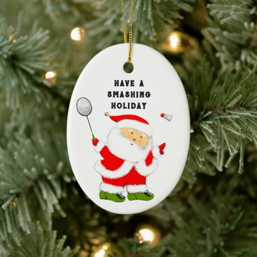 Badminton vakantiegeschenk keramisch ornament (Boom)