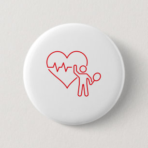 Badminton Valentijnsdag Heartbeat Mijn Valentijn Ronde Button 5,7 Cm