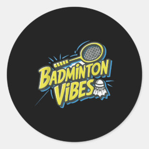 Badminton Vibes Shuttle Ronde Sticker