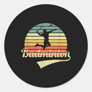 Badminton Vintage Badminton Speler Badminton Sport Ronde Sticker