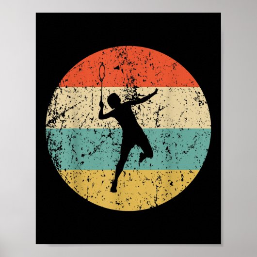 Badminton Vintage Retro Badmintonspeler  Poster (Voorkant)
