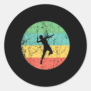Badminton Vintage Retro Badmintonspeler Ronde Sticker