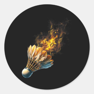 Badminton Vlammen Shuttle Vuur Bal Ronde Sticker