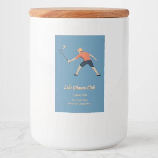 Badminton Voedselcontainer Etiket (Voorkant)