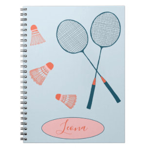 Badminton voor notitieboek van twee monogram