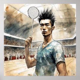 Badminton-waterverf-kunstprint Poster