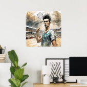 Badminton-waterverf-kunstprint Poster (Thuiskantoor)