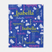 Badminton wit, blauw en roze meisjesnaam fleece deken (Voorkant)