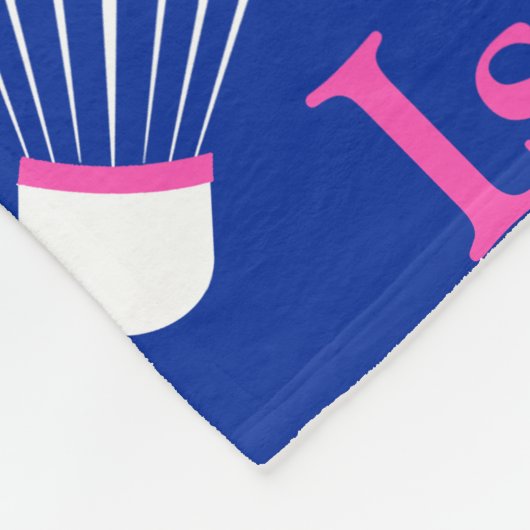Badminton wit, blauw en roze meisjesnaam fleece deken (Hoek)