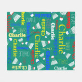 Badminton witte, blauwe, rode en groene naam fleece deken (Voorkant (Horizontaal))