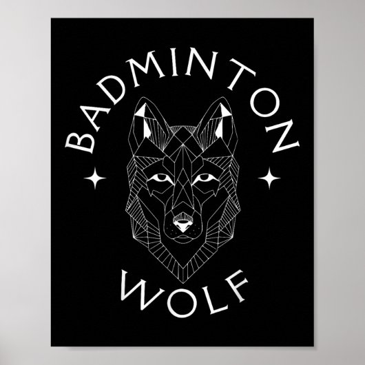 Badminton Wolf Speler Racket Shuttle Sporten Poster (Voorkant)