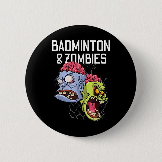 Badminton Zombies Grappig Sport Spel Racket Shuttl Ronde Button 5,7 Cm (Voorkant)