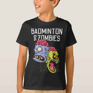 Badminton zombies grappig sportspel racket shuttle t-shirt