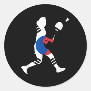 Badminton Zuid-Koreaanse Vlag Racket Shuttle Vrouw Ronde Sticker