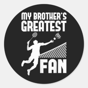 Badmintonjongen voor broers en zusters ronde sticker