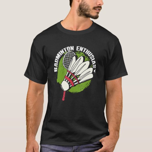 Badmintonliefhebber Racket Shuttlecock Badminton T-shirt (Voorkant)