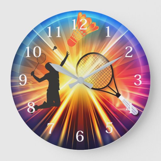 Badmintonliefhebber zijn wandklok (Voorkant)