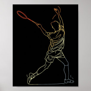 Badmintonlijn Kunst Indoor Sporten  Poster