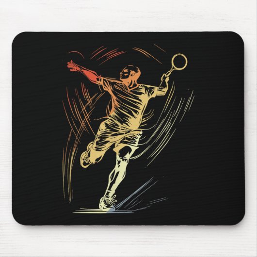 Badmintonman Schets Racket Sport Shuttle Muismat (Voorkant)